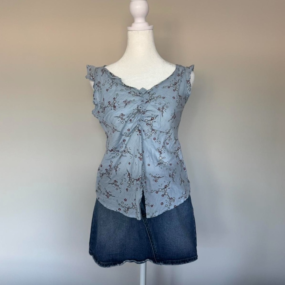 DONATED At Last Light Blue Floral Blouse Cherry blossom pattern